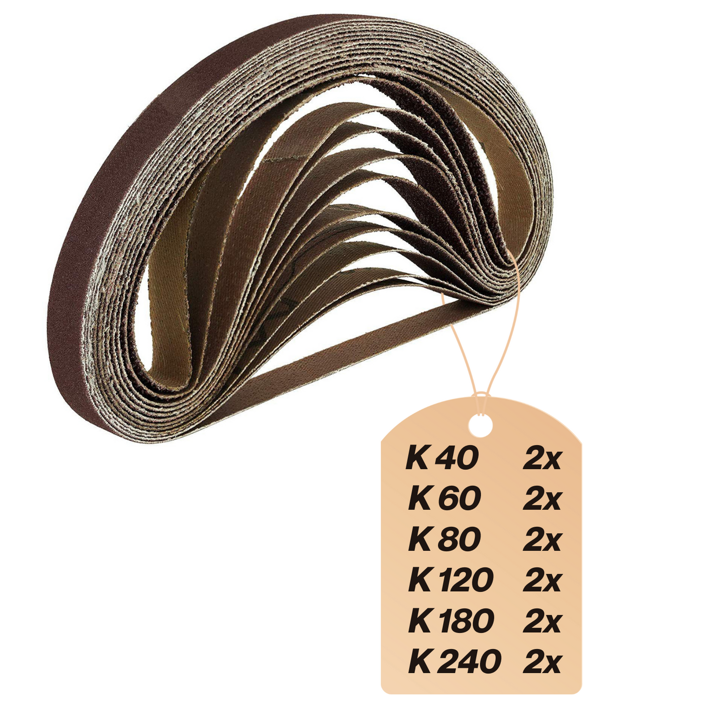 12 Blatt Schleifbänder Mix K40-240 13 x 451mm je 2x