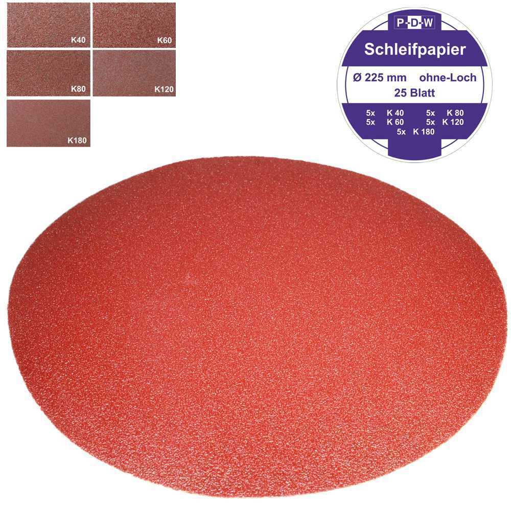 25 Blatt Giraffen-Schleifscheiben MIX Ø 225 mm K40 - K 180