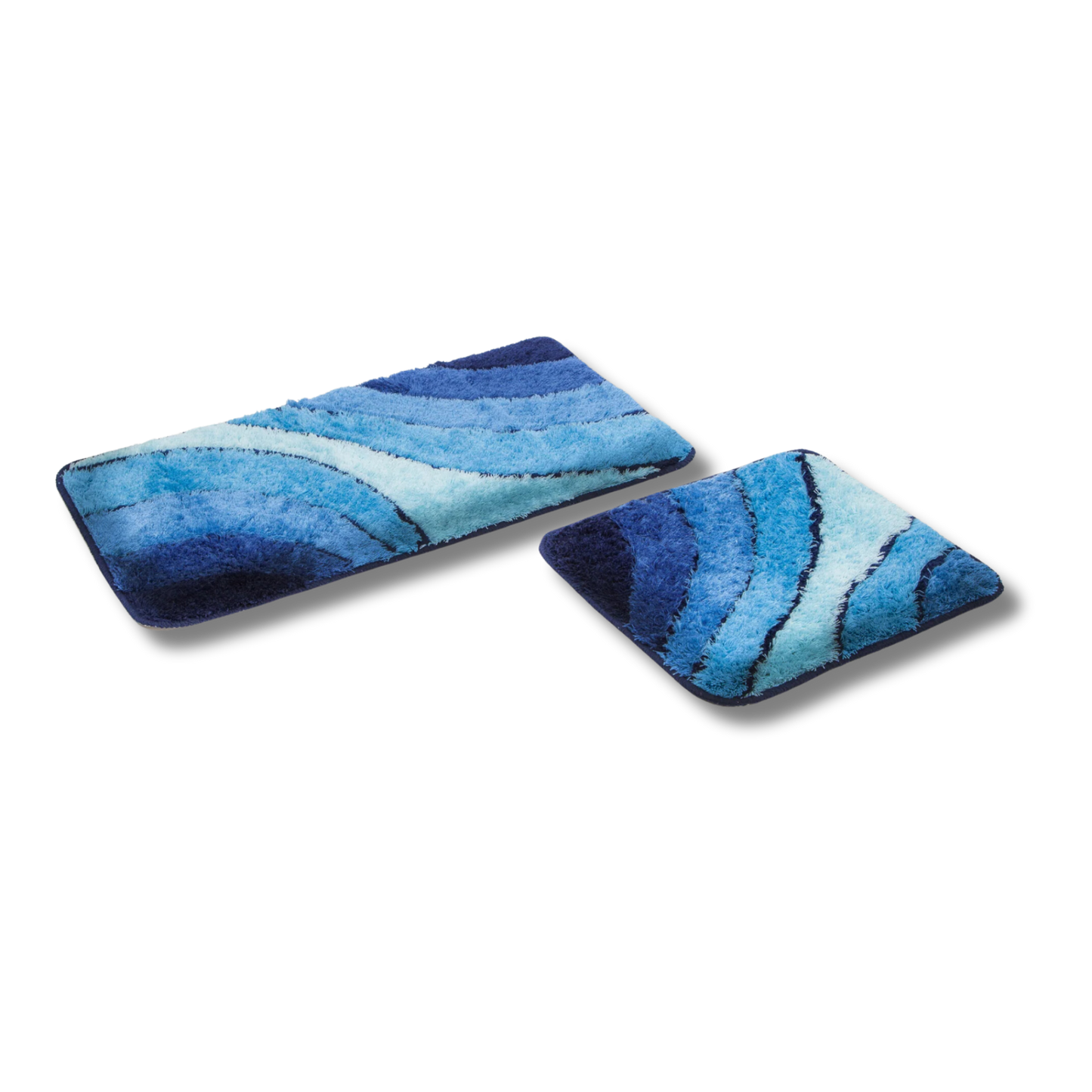 Bademattenset Wave 2-tlg. ohne Ausschnitt 90 x 50 cm / 50 x 46 cm
