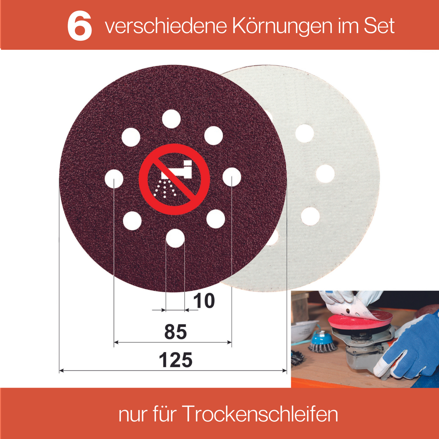 60 Blatt Exzenter Schleifscheiben Mix Ø 125 mm K40 - K240