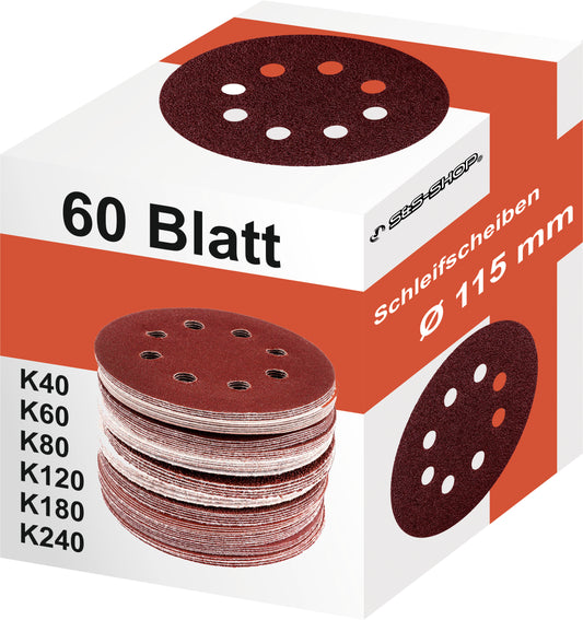 60 Blatt Exzenter Schleifscheiben MIX Ø 115 mm K40 - K240