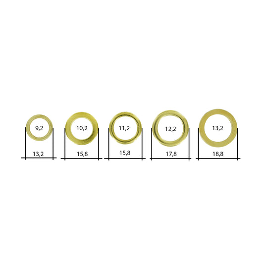 Fitschenringe vemessingt Set 50-tlg. je Gr. 10x (9,2 - 13,2)