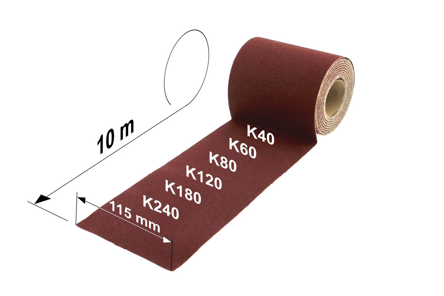 Schleifpapier Rolle 115 mm x 10 m – Körnung wählbar